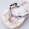 Genuine Abalone Beach Design Flip Flops Natural White Shell with Green Paua Shell Pendant 5 Pieces