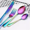 Stickware Set Rvs Black bestek Kleur Lepel Mes Vork Rose Gold Black Blue Restaurant Reusabl Kitchen Accessories