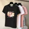Camisetas femininas com apliques de pérolas 3D beading tops decote em O manga curta camiseta feminina 2020 primavera verão casual solta senhora camisetas