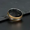 Högkvalitativ borstad Rose Gold Ring Två Tone Solid Titanium Ring Silver Bröllop Kvinnor Mäns Ring Bredd 8mm