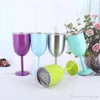 10oz wine glasses stianless steel Double Wall Vacuum Insulated Wine tumbler with lids cup solid colors DIY cup 9 colors in stock8738053