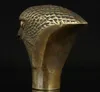 chinese Old Bronze Hand Carved Eagle Statue Cane Walking Stick Head