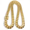 Miami Cuban Link Chain 18K Gold Plated Necklace Hommes Punk Bijoux en acier inoxydable Colliers