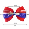 4 인치 헤어 액세서리 7 월 4 일 클립이있는 소녀를위한 깃발 머리 활 Red Royal White Hairbows Grosgrain Ribbon Stars Stripe