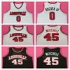 Louisville College Terry Rozier III #0 Donovan Mitchell #45 Retro Basketball Jersey Men's Stitched Custom Number Name Jerseys