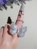 Vecalon 2 colori Farfalla volante Anello in argento sterling 925 Mirco con pavé di diamanti Anelli per fedi nuziali per gioielli da donna