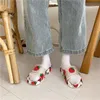 Chinelos de verão mulheres slides kawaii sapatos desenhos animados fruta morango abacaxi pêssego menina flip flops sandals beach slides1