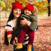 Crianças infantil de malha lã chapéus Faux Fur Ball Pom Pom Poms Crochet Caps Inverno Mamãe Quente e Bebê Parenting Beanie Cap DHL