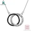 Sterling Silver 925 Rensa Bezel Inställning Zircon Dubbelrunda Form Hängsmycken Halsband för kvinnor Ge bort present Smycken Fabrikspris Kasanier