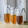 Sachets de boisson fermeture éclair joint jus sac en plastique boisson lait café à emporter avec trous de poignée pour paille à emporter verres jetables