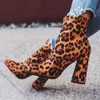 Plus Size 35 a 40 41 42 sexy leopardo stampa a punta tacco Designer Shoes Bootie della caviglia