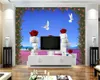 3D風景の壁紙美しいラベンダーホワイトピラーステレオあなたのお気に入りのプレミアムロマンチックな室内装飾の壁紙をカスタマイズ