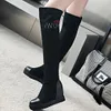 Plus size 34 to 42 43 44 45 Black Invisible Height Increased Platform Wedge Over The Knee Thigh High Boots Winter Warm Plush