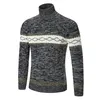 Fashion-Mens Slim Fit Tröja för höst och vintersköldpadda Neck Strikkad Pullover Classic Panalled Patterns Gratis Frakt Stickning Kläder