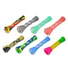 Silicone Glass Smoking Herb Pipe 87MM One Hitter Dugout Pipe Tobacco Cigarette Pipe Hand Spoon Pipes Smoke Accessories Wholesale VT0614