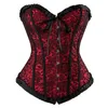 Femmes Plus Taille S-6XL Burlesque Jacquard Overbust Corset Mode Classique À Lacets Bustier Danse Corset Top avec Volants Plissés Tr243t