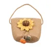 Children Girl Mini Straw Messenger Bag 3D Sunflower Shoulder Bags Summer Beach Purse Straw Bag for baby Kids