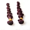 Vmea 99j Virgin Burgundy Red Bundles VMAE Eurasian Loose Wave 3 Pcs Lot Extensions de tissage de cheveux humains foncés