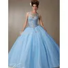 Vestidos de 15 Anos Ball vestido Quinceanera Vestidos Bead corpete azuis Sweet 16 Dresses 2019 Cheap Quinceanera vestidos de Debutante Vestido