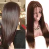 #4 Brown Color 4x4 Straight Lace Closure Brazilian Human Hair Wig 130 % 150 % density 8inch To 26inch