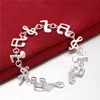 top sale music 925 silver plate charm bracelet 20x1.4cm DFMWB242,women's sterling silver plated jewelry bracelet