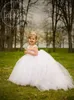 Miniature Bride White Flower Girl Dresses with Detachable Train Little Kids Girls Wedding Dress Party Prom Gowns Girl Pageant Dress