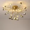 Lampadario da soffitto nordico Firefly Lampada da soffitto di arte creativa Soggiorno Lampadario da camera da letto Arredamento moderno Lampadario in luce dorata