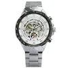 WINNER Official Casual Mens Watches Top Automatic Mechanical Watch Men Skeleton Dial Steel Band Hip Hop Wristwatch252r