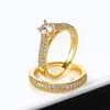 311R 2 ANEL Conjunto para mulheres fêmeas 24k Pure Gold Bated Jewelry Bijoux Cubic Zircon Design original