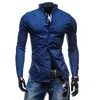 Novo 2020 Moda Primavera Outono Sólido Collar Slim Fit Fit Mens Casuais Casamento Smoking Camisas