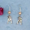 Fashion- Silver Hound Dog&Multicolor Crystal Bead Charm Pendant Dangle Earring Fashion Creativity Women Jewelry Accessories Holiday Gift