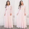 Autumn Wedding Long Sleeve Chiffon Bridesmaid Dresses V Neck Long Custom Made Maid of Honor Dress Party Wear Plus Size BM02381831604