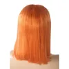 Pas cher 150 densité 14 pouces court Bob Lace Front perruque brésilienne fibre synthétique cheveux dentelle perruque couleur orange partie centrale résistant à la chaleur6732721