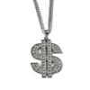 Golden Bling Big Dollar $ Signo collares Hip Hop Joyería Regalos Cadenas Hombres Mujeres Charm Crystal Money colgantes