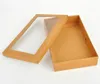 Paquete de caja de regalo de papel Kraft de 22*14*4,3 cm con ventana de pvc transparente dulces favores artskrafts paquete de exhibición caja bufandas b