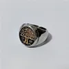 Round Silver Two Tone Retro religieuze boom van bloemenleven Ring Egypte sieraden items voor vrouwen 316 roestvrijstalen sieraden