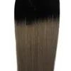 Grå ombreband i mänskliga förlängningar 100g Virgin Peruvian Straight Tape In Ombre Hair Extensions Black to Grey Double Weft Pu Skin Weft Hair