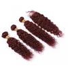 WEFTS 99J WINE RED Water Wave Fail Human Hair Pakiety z zamykaniem Burgundii Czerwone Mokre i faliste brazylijskie dziewicze do włosów z koronkowym zamknięciem 4