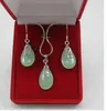 Livraison gratuite Gree's Green Green Waterdrop Pendant Boucles d'oreilles Ensemble de bijoux pour la fête