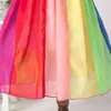 Toddler Baby Girl Lovely Colorful Tutu Dress Rainbow Striped Mesh Dresses Princess Party Dress Girls Clothes 1-6T