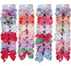24 colores 4 "lazo niña pasadores estampados coloridos accesorios para el cabello de niña Arco Iris niños unicornio fiesta Navidad cortapelos