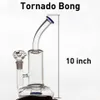 Clear Green blue Glass Tornado Bongs Base Cyclone Percolator Hookahs Bong Water Pipes Oil Dab Rigs with 18mm male Bowl quartz banger