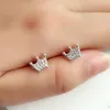 Classici delicati orecchini a corona per Pandora Orecchini da donna in argento sterling 925 con personalità con diamanti CZ placcati in oro rosa con scatola