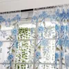 ホームオフィスウィンドウカーテンフラワープリントディバイダーチュールのボイルドレープパネルシアースカーフ貴族カーテンの家の装飾