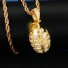 Collier pendentif Grenade en Zircon cubique pour hommes et femmes, avec chaîne en corde, style Hip Hop, couleur or, breloque, cadeau, bijoux pour hommes et femmes, 237x