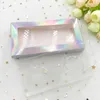 2 paires Cils boîtes Holographic papier couleur boîte sans Lashes personnalisée Lash Emballage avec Clear Plateau