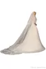 Foto real barato uma camada branca Catedral de marfim véu de casamento com pente lace tulle applique longa véu de noiva acessórios de casamento CPA886