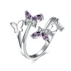 Silber 925 Schmuck Ring Koreanischer Stil Amethyst Edelstein Blumenform Öffnung Verstellbare Ringe Für Frauen Top Qualität