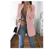 Automne Femmes Casual Slim Blazers Mode Trand Couleur Unie Veste Dame Bureau Costume Designer Noir avec Poches Affaires Notched Blazer Manteaux