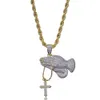 Iced Out Praying Hand Pendant Necklace With Mens Women Gold Silver Color Hip Hop Charm smycken Halsbandskedja för gåvor T19112925249109569